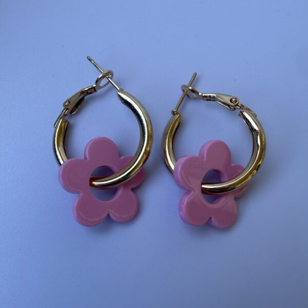 Flor Resin Pink - dorada